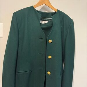 Elegant Green Suite Blazer with Gold Buttons